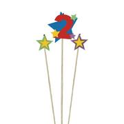 Number 2 Star Birthday Toothpick Candle Set 3pc